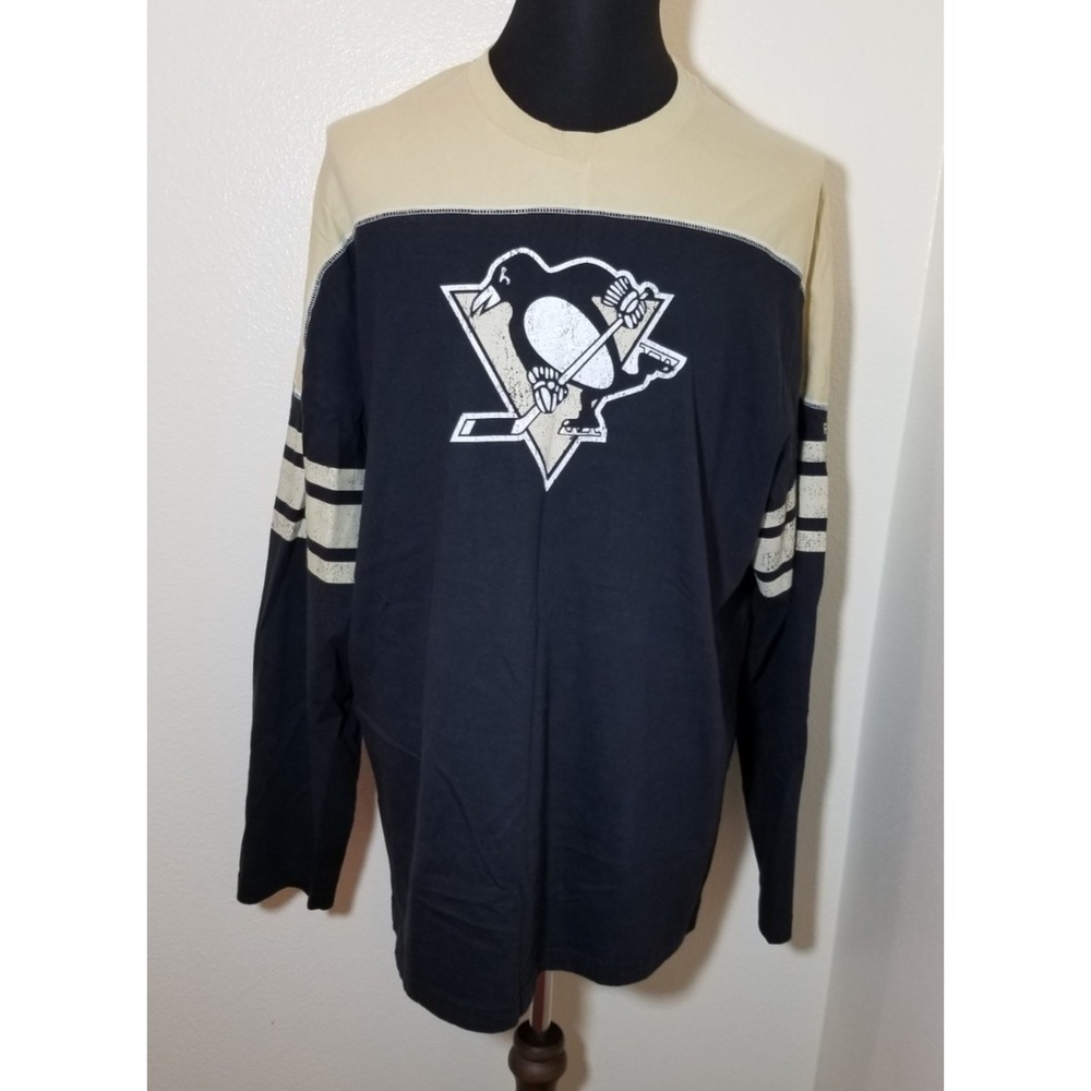 Pittsburgh Penguins Mens 2XL Black Long Sleeve Reebok NHL 2011 Vintage Hockey